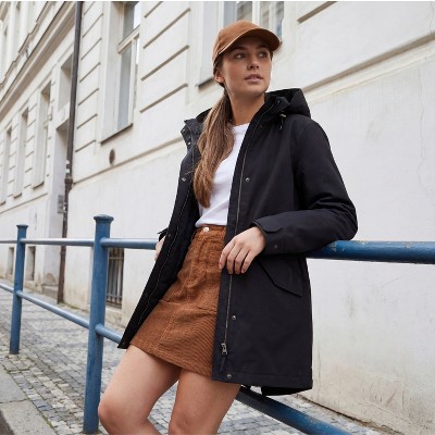 Женские куртки Rokka&Rolla Women's Stand Collar Trench Coat Windbreaker Jacket-Black, size Medium — фото 4