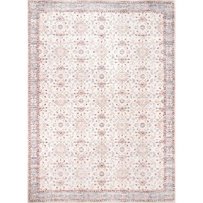 Nuloom Gemma Medallion 4x6 Machine Washable Indoor Area Rug for Living Room Bedroom Dining Room Kitchen, Light Beige/Blush