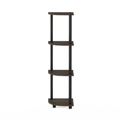 Furinno Dark Brown and Black 4-Tier Corner Shelf