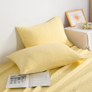 2 Pack French Linen Pillowcases, Breathable and Cooling Yarn Dyed Envelope Pillow Cases - NTBAY - 1 of 4
