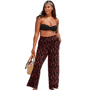 Swimsuits for All Women's Plus Size Pack N' Go Wrinkle-Resistant Cover Up Wide Leg Pant - 1 of 4