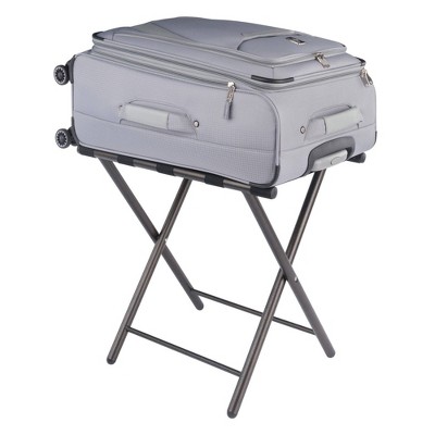 Tavin Black Metal Folding Luggage Rack with Nylon Straps