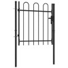 vidaXL Fence Gate Single Door with Arched Top Steel 39.4"x39.4" Black - 2 of 4