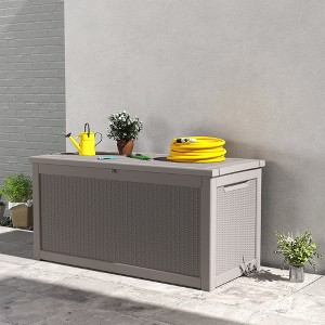 YARDGRACE large gallon resin deck box, lockable terrace indoor and outdoor storage box, waterproof storage box - 1 of 4