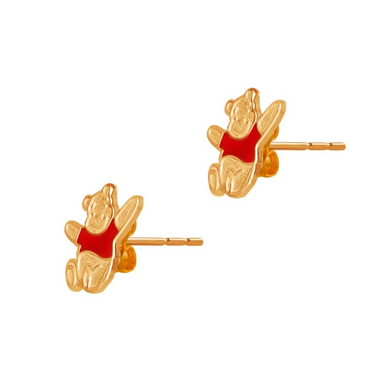 Disney Girls Classics Winnie the Pooh 14k Gold Stud Earrings with Red Enamel Accent, 4 of 7