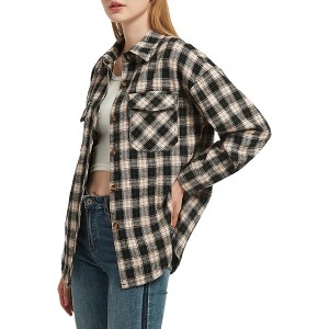 Anna-Kaci Women's Plaid Shacket Jacket Long Sleeve Button Down Fall Shirts Coat - 1 of 4