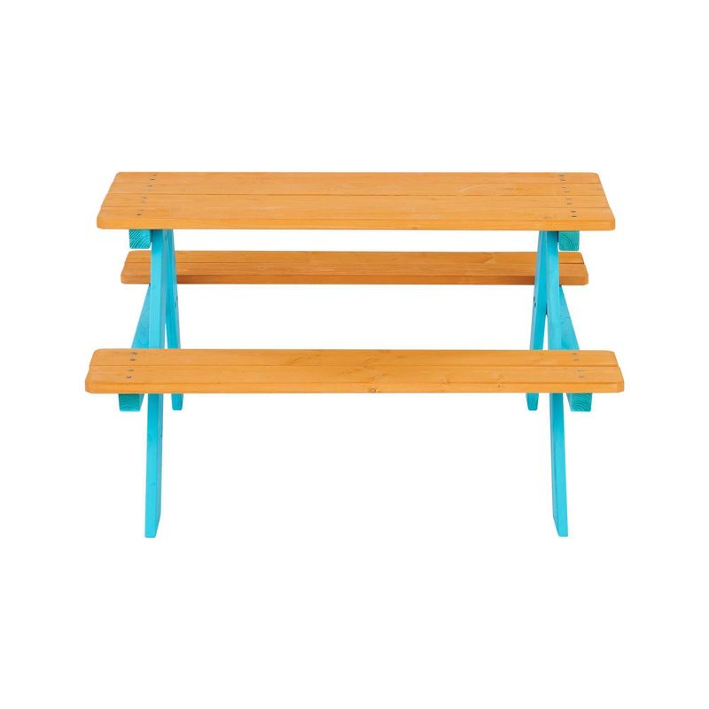 Kids&#39; Outdoor Wood Rectangle Picnic Table - Turquoise - Teamson Kids, 4 of 10