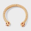 Ribbed Open Cuff Bracelet with Burgundy Stones - A New Day™ Red/Gold - 3 of 4