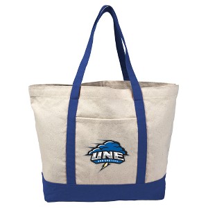 University Of New England Primary Logo Canvas Tote Bag With External Pocket, Reusable Shoulder Bag for Shopping, School, Beach - 1 of 4