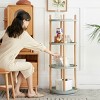Rotating 4-Tier Solid Wood Bookshelf with Bookends,Freestanding Beechwood Storage Rack for Living Room Bedroom Office-3irtyhousy - 2 of 4