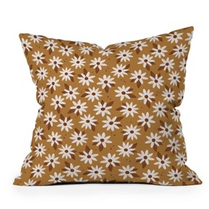 Deny Designs Avenie Boho Daisies Square Outdoor Throw Pillow Brown/Gold - 1 of 4