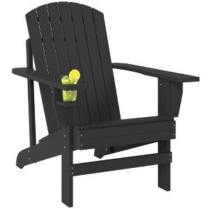 Aghana Digitals Dark Gray Fir Wood Adirondack Chair with Tilted Back, Cupholder & Wide Armrests - - 1 of 4