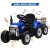 12V Kids Electric Tractor with Trailer, Ride On Car w/Remote, 7-LED Lights, 3-Speed Shift, MP3/USB, EVA Tires,35W - 3 of 4