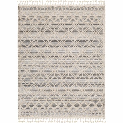 Light Blue and Beige Synthetic Rectangular Area Rug 7'10" x 10'
