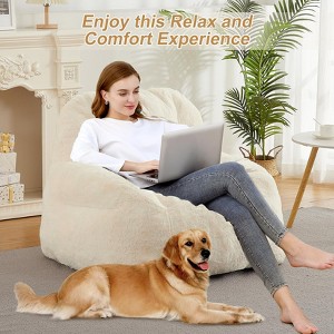 Giant Bean Bag Chair, Faux Fur Stuffed Bean Bag Couch with Filler, Bean Bag Chair for Adults, Big Lazy Sofa Floor Sofa with Handle - 1 of 4
