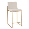 Set of 2 FujiHB Polyester/Steel Counter Height Barstools Gold/Beige - LumiSource: Upholstered, High Back, 26" Seat Height - 2 of 4