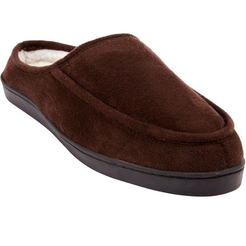 Kingsize Men's Wide Width Microsuede Clog Slippers - Big - 12 M, Brown ...