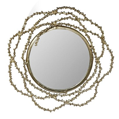 HomeRoots 34" Antiqued Gold Abstract Scalloped Aluminum Framed Accent Mirror