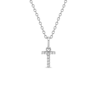 Girls' Cubic Zirconia Letter Sterling Silver Necklace - In Season Jewelry