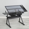 Tempered Glass Adjustable Drafting Printing Table with Chair - 2 of 4