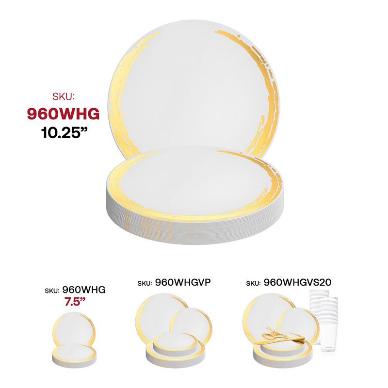 Smarty Had A Party 10.25" White with Gold Moonlight Round Disposable Plastic Dinner Plates (120 Plates), 5 of 7