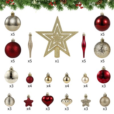 72Pcs Xmas Hanging Balls Ornaments Christmas Tree Decorations for New Year Party Home Holiday Decoration, Multi-Styles