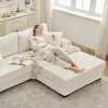 Whisen 2-Seater L-Shaped Corduroy Chaise Sofa with Reversible Cushion, Storage Pocket and USB-C Charging Port, Left/Right Convertible - 3 of 4