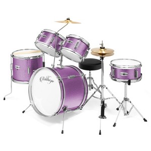Ashthorpe 5-Piece Complete Junior Drum Set with Brass Cymbals - Advanced Beginner Drum Kit - 1 of 4