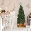 Costway 4.5Ft\6.5Ft\7.5Ft Pre-lit Hinged Pencil Christmas Tree w/Pine Cones Red Berries & 150\250\350 Lights - 4 of 4