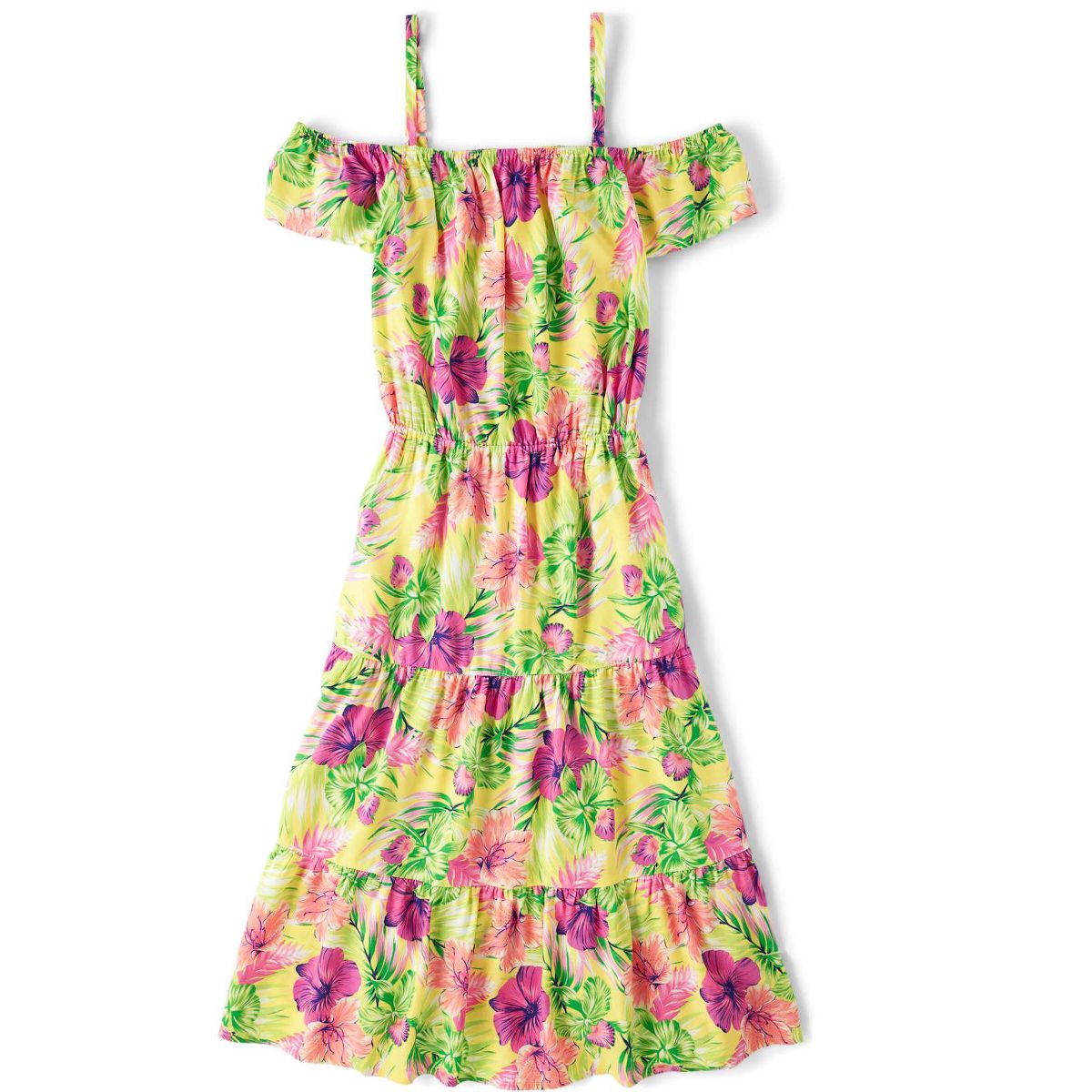 The Children's Place Womens Mommy And Me Short Sleeve Tropical Print Midi Tiered Dress - thumbnail 2