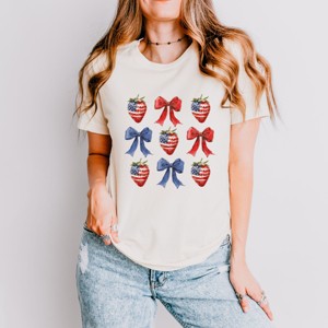 Simply Sage Market Coquette Bows And USA Strawberries Short Sleeve Tee - 1 of 4