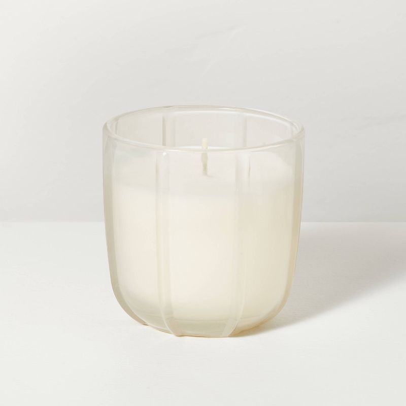 Tinted Glass Lavender & Birch Ribbed Jar Candle Light Gray - Hearth & Hand™ with Magnolia, 1 of 9