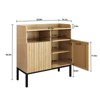 FONTOI Fluted Sideboard Cabinet with 2 Open Niches, Rustic Buffet Cabinet with Adjustable Shelves for Living Room, Kitchen, Oak, 15"*36"*33" - 3 of 4