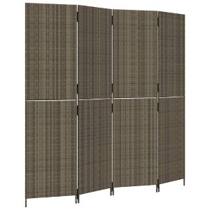 vidaXL Poly Rattan Room Divider 4 Panels Gray - 77.2"x70.9" - Durable Privacy Screen for Indoor/Outdoor, Bedroom, Living Room - 1 of 4