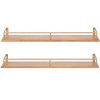 Kate and Laurel Camryn Rectangle Wood Floating Shelf, 2pk 24", Natural and Gold - 3 of 4