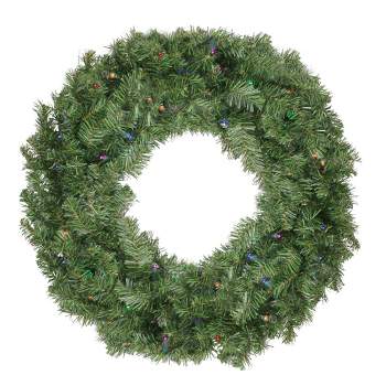 Northlight 24" Prelit LED Battery Operated Canadian Pine with Timer Artificial Christmas Wreath - Multi Lights
