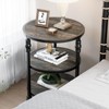 Round/Square End Table with Storage Shelves, 3-Tier Farmhouse Side Table with Metal Legs, Rustic Accent Table for Living Room or Bedroom - 4 of 4