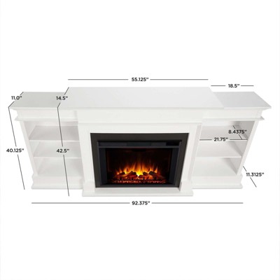 Ashton White Wood Electric Fireplace TV Stand with Shelves