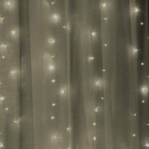 Productworks 16975 Warm White 300 Led Lights With 2 Sheer Curtain Panels - 1 of 4