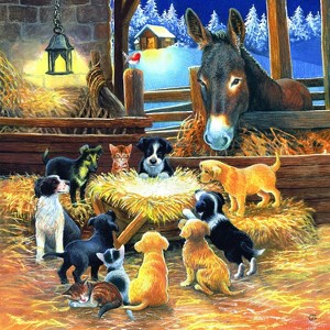 Sunsout Barnyard Nativity 500 pc  Christmas Jigsaw Puzzle 39535 - 1 of 4