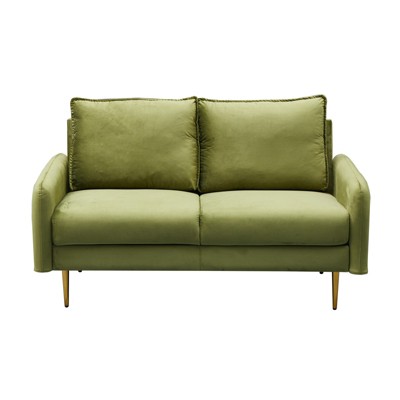 Velvet Loveseat Modern Sofa Tufted Couch with Metal Legs for Living Room, Office