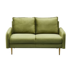Velvet Loveseat Modern Sofa Tufted Couch with Metal Legs for Living Room, Office - 1 of 4