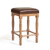 Subrtex Solid Wood Bar Stools,With Classic Oil Wax Leather.Counter Height Backless Upholstered Stools (Set of 2) - 2 of 4