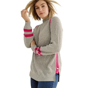 ellos Plus Size Side Stripe Mockneck Sweater - 1 of 3