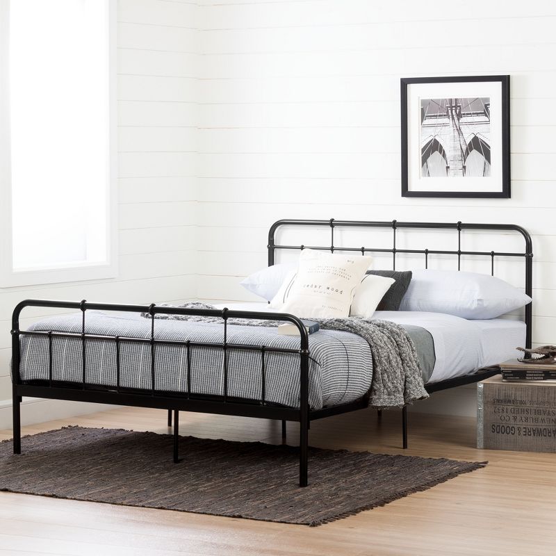 Queen Holland Metal Platform Bed with Headboard Black - South Shore, 3 of 8