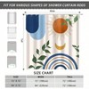 Boho Shower Curtain Set, Blue Leaf Design, 84x72 Inch with 12 Hooks - 3 of 4