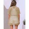 INSPIRE CHIC Women's Short Sleeve Hollow Out Button Down Swimsuit Cover Up - 4 of 4