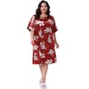 Agnes Orinda Women's Plus Size Satin Floral Print Short Sleeve Round Neck Midi Nightgown - 3 of 4