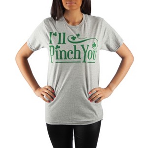 St. Patrick's Day I'll Pinch You Shamrock Men's Gray T-Shirt Tee Shirt - 1 of 3