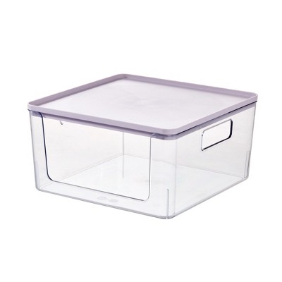 Rosanna Pansino x iDesign Recycled Plastic Open Front Kitchen Storage Bin with Lid, Clear Bin/Lavender Sprinkles Lid, 12" x 12" x 6"